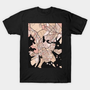 Helsinki Map Pattern in Soft Pink Pastels T-Shirt